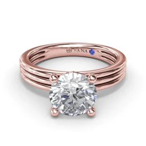 Fashion Fana Triple-Row Two-Toned Round Diamond Engagement Ring