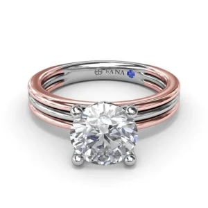 Fashion Fana Triple-Row Two-Toned Round Diamond Engagement Ring