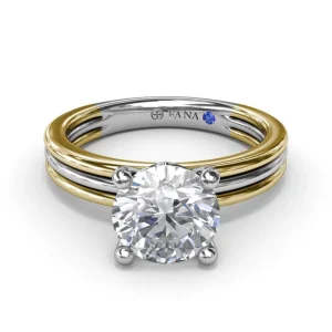 Fashion Fana Triple-Row Two-Toned Round Diamond Engagement Ring