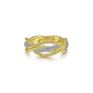 Clearance Gabriel & Co Twisted Rope & Diamond Intersecting Ring