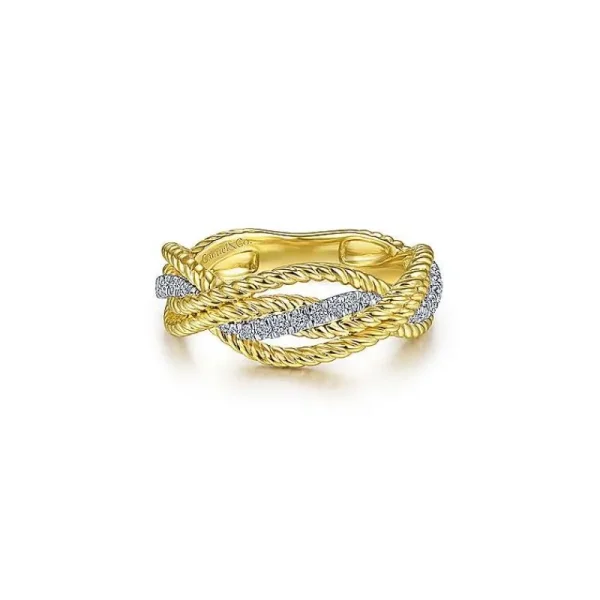 Clearance Gabriel & Co Twisted Rope & Diamond Intersecting Ring