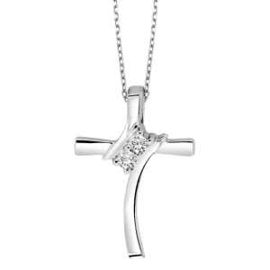 Fashion Kelley Collection Two-Stone Diamond Cross Pendant