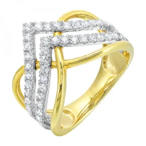 Hot Kelley Collection Two-Tone Diamond Chevron Ring