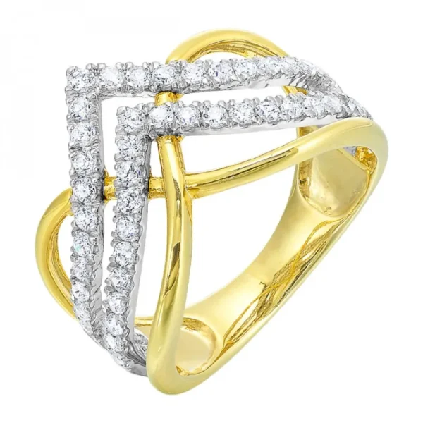 Hot Kelley Collection Two-Tone Diamond Chevron Ring