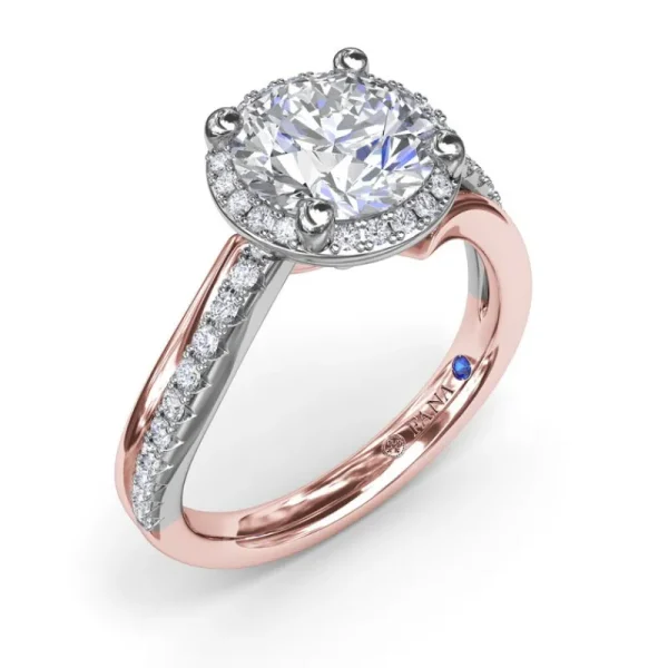 Sale Fana Two-Toned Halo Diamond Engagement Ring