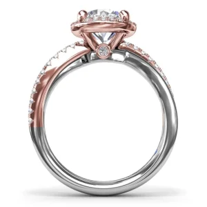 Sale Fana Two-Toned Halo Diamond Engagement Ring