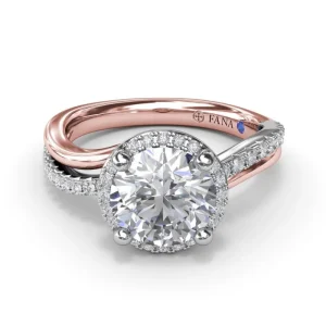 Sale Fana Two-Toned Halo Diamond Engagement Ring