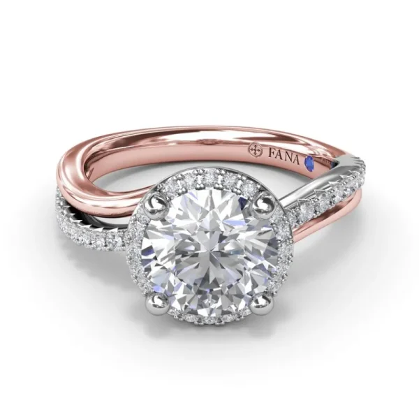 Sale Fana Two-Toned Halo Diamond Engagement Ring