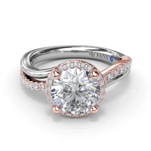 Sale Fana Two-Toned Halo Diamond Engagement Ring