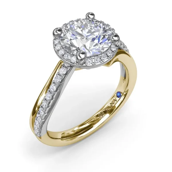 Sale Fana Two-Toned Halo Diamond Engagement Ring