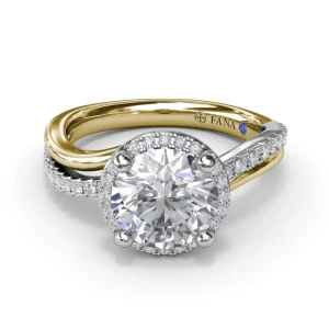 Sale Fana Two-Toned Halo Diamond Engagement Ring