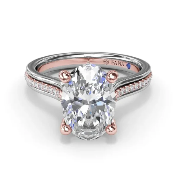 Sale Fana Two-Toned Triple Row Oval Diamond Engagement Ring