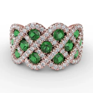 Discount Fana You And Me Emerald And Diamond Interweaving Ring