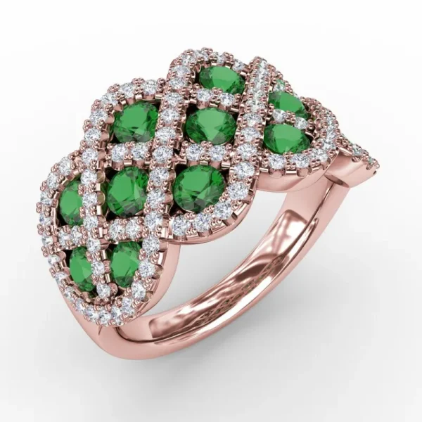 Discount Fana You And Me Emerald And Diamond Interweaving Ring